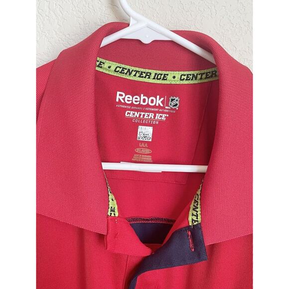 Reebok Mens Red Tiger NHL Polo Shirt Large Polyester Short Sleeve Preowned - Picture 5 of 6